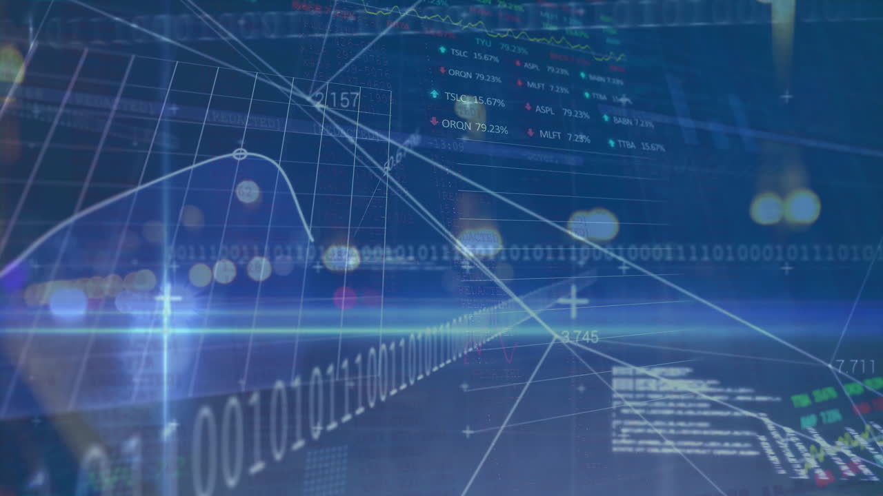 거리에서 자동차를 통해 데이터 처리의 애니메이션