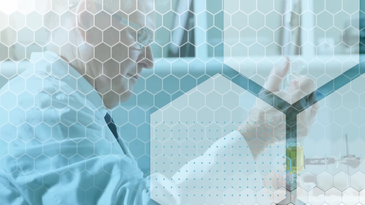 백인 남성 과학자에 대한 과학 데이터 처리 애니메이션