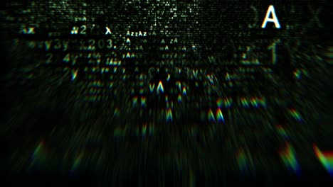 abstract green hexadecimal digital code fragments computer screen loop background