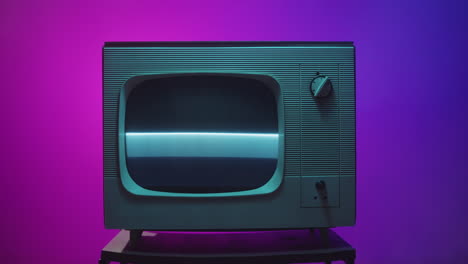 retro vintage television with neon lighting