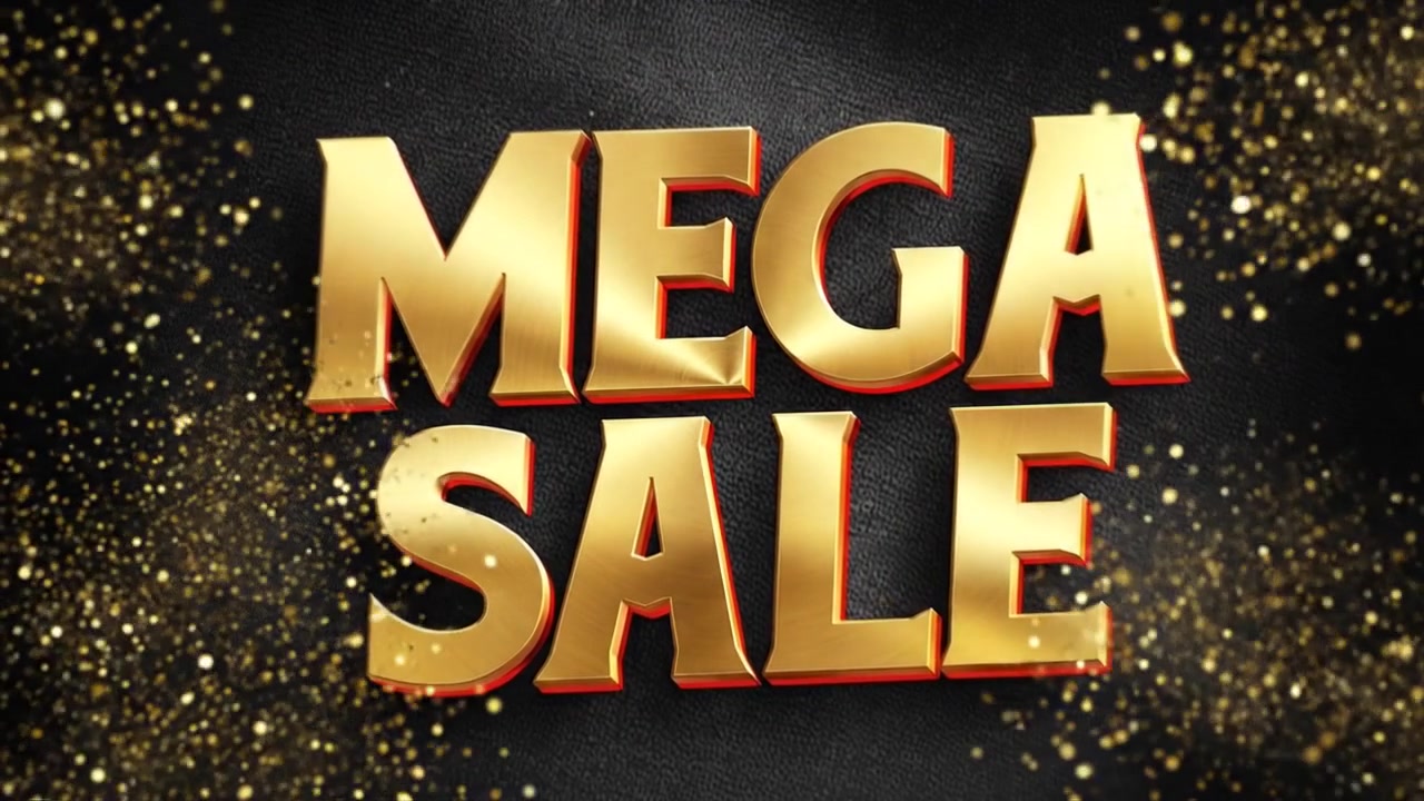 Mega Sale Promotional Text Animation With Vibrant Lighting and 3D Typography