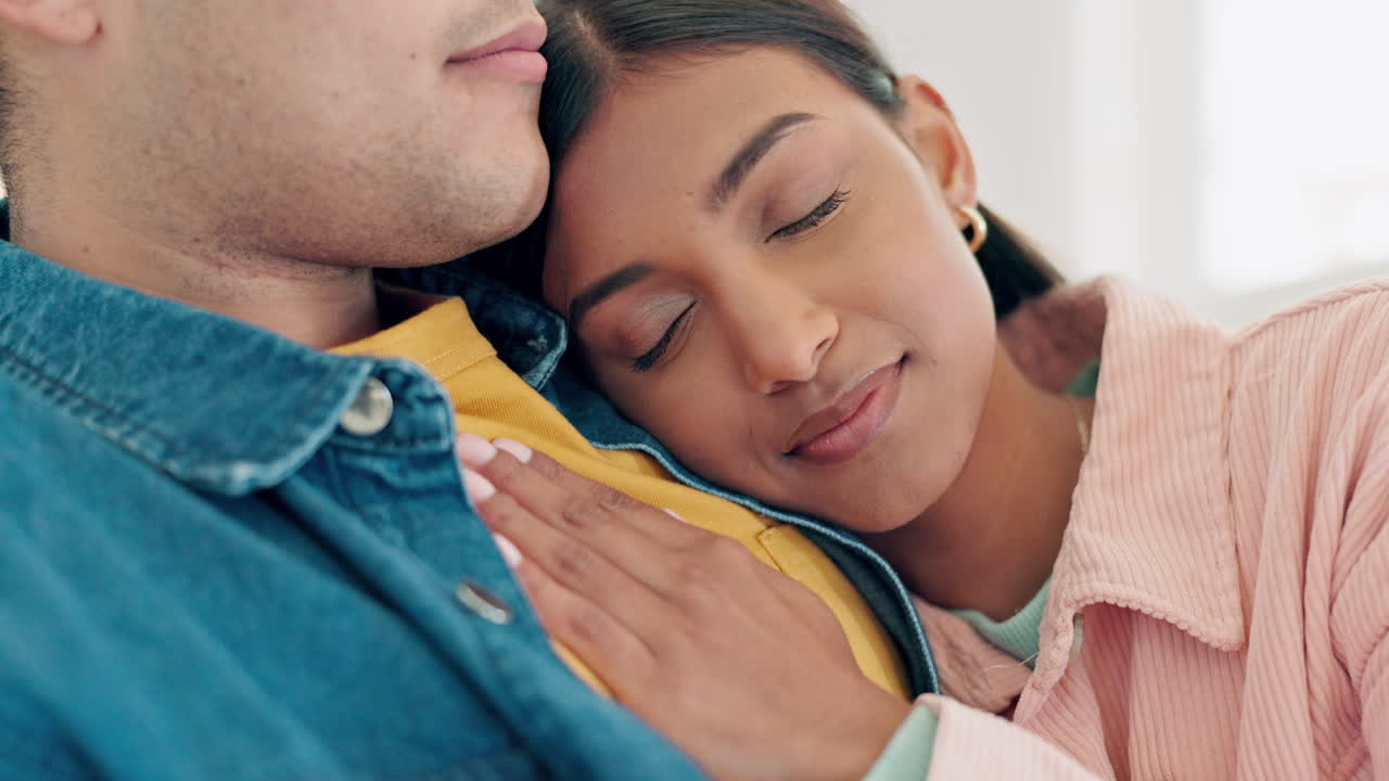 Home, hug and couple with love