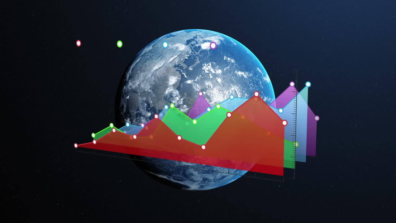 анимация обработки данных и статистики по всему миру