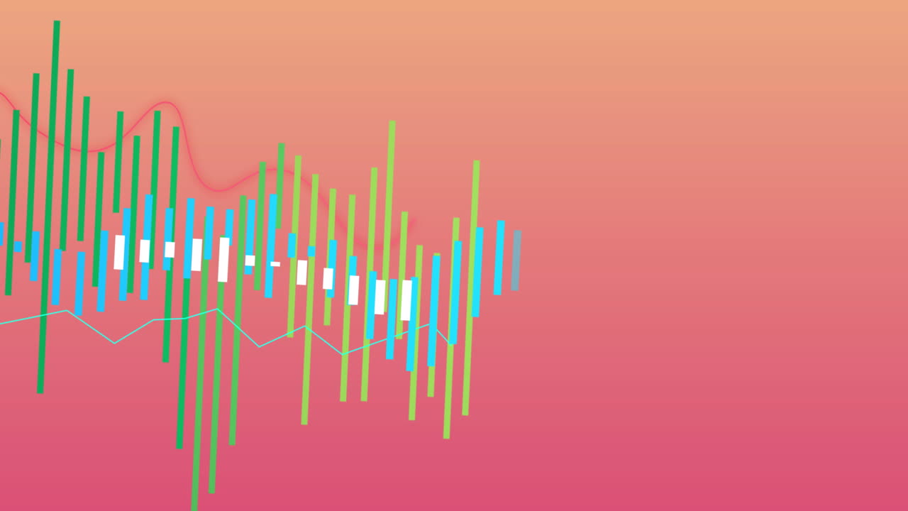 Animation of data processing against pink gradient background