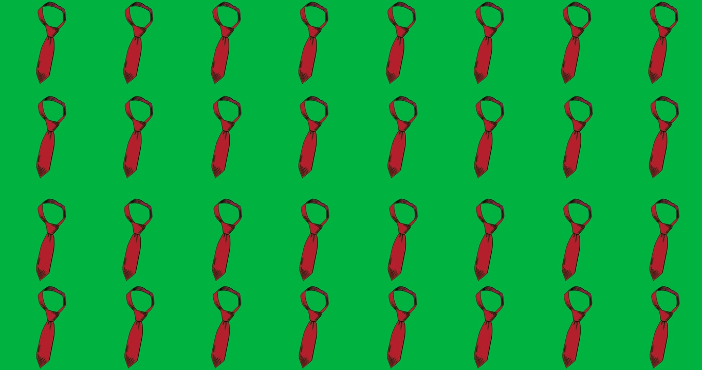 Digital animation of multiple red tie icons in seamless pattern against black background