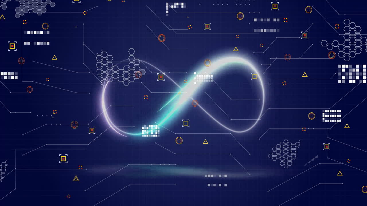 Animation of infinity symbol over network of connections