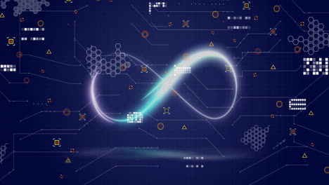 animation of infinity symbol over network of connections