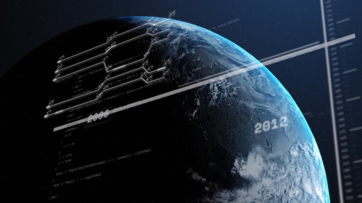 Animation of computing data processing over globe