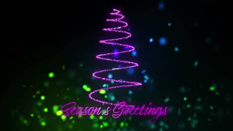 seasons greetings and christmas tree in purple
