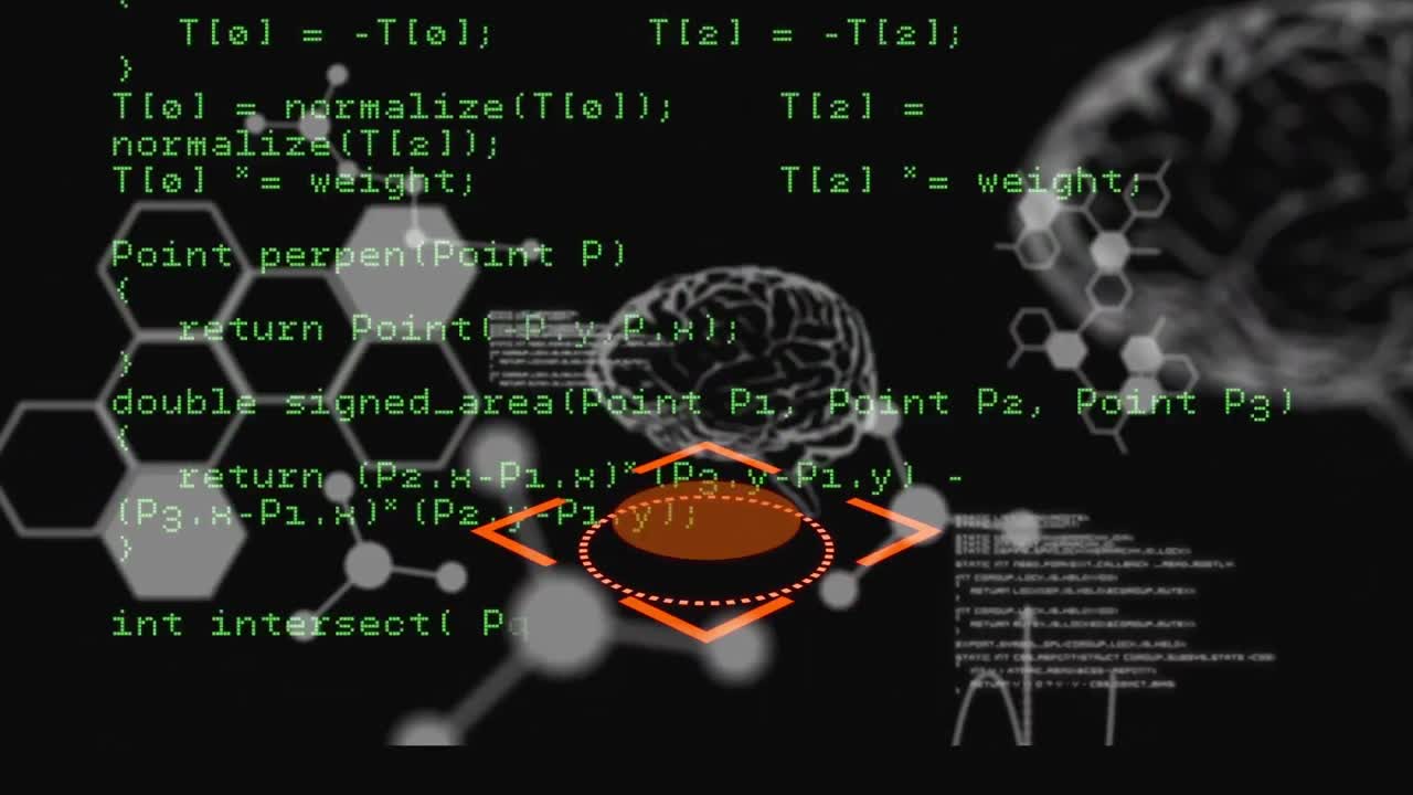 animación de cerebros humanos, moléculas sobre el procesamiento de datos
