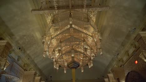 beautiful middle eastern room with design a decoration on a large golden chandelier