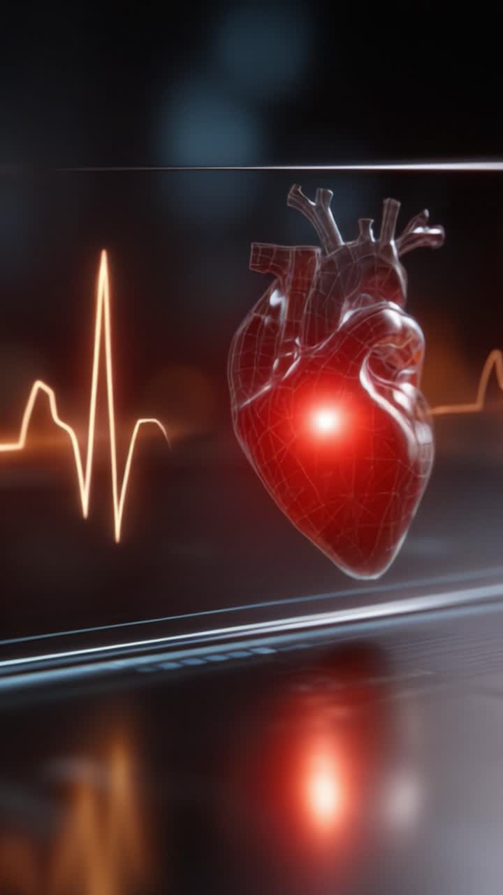 A Vibrant Digital Heartbeat Visualizing Cardiac Activity with Luminous Heart Model and Animated Pulse Line for Medical and Educational Purposes