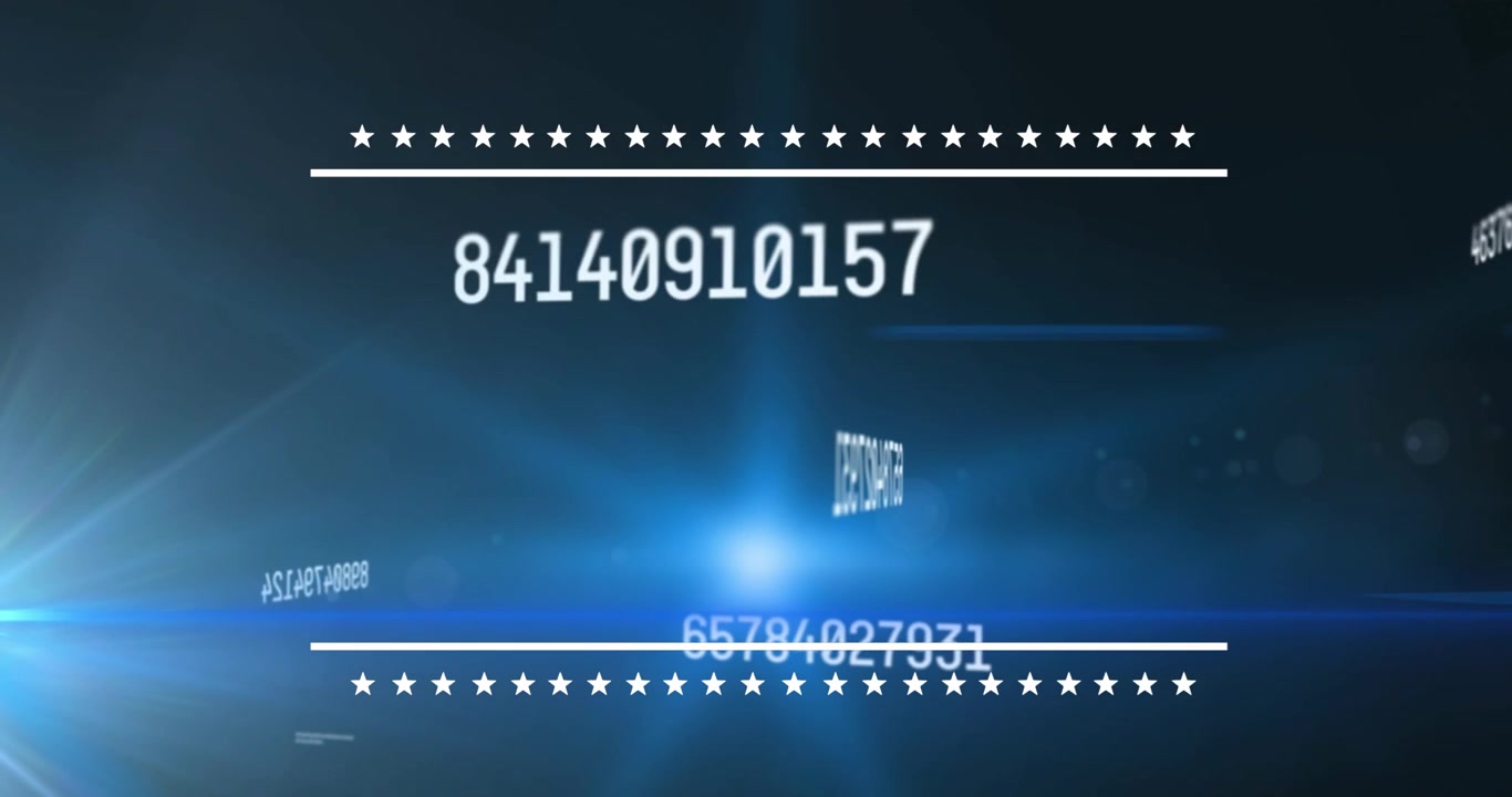 Animation of data processing over blue background