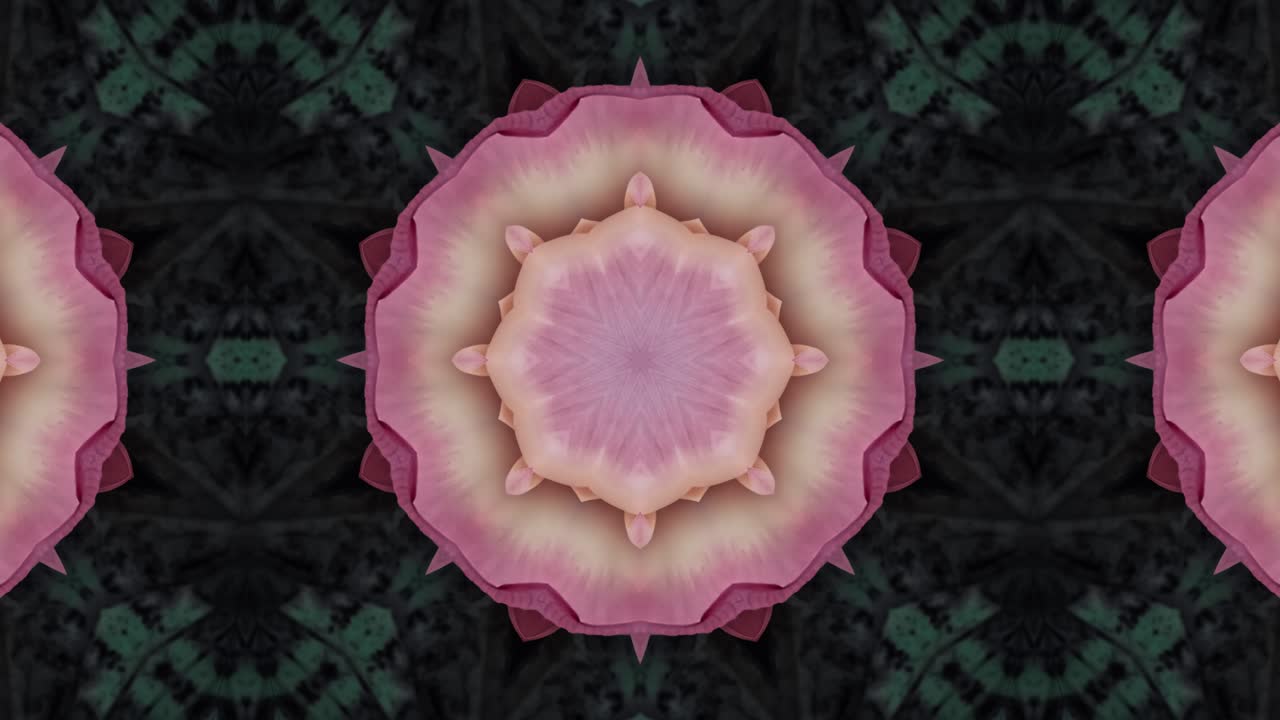 patrón de flor fractal abstracto, fondo de caleidoscopio, video de bucle de flores con adorno de mandala.