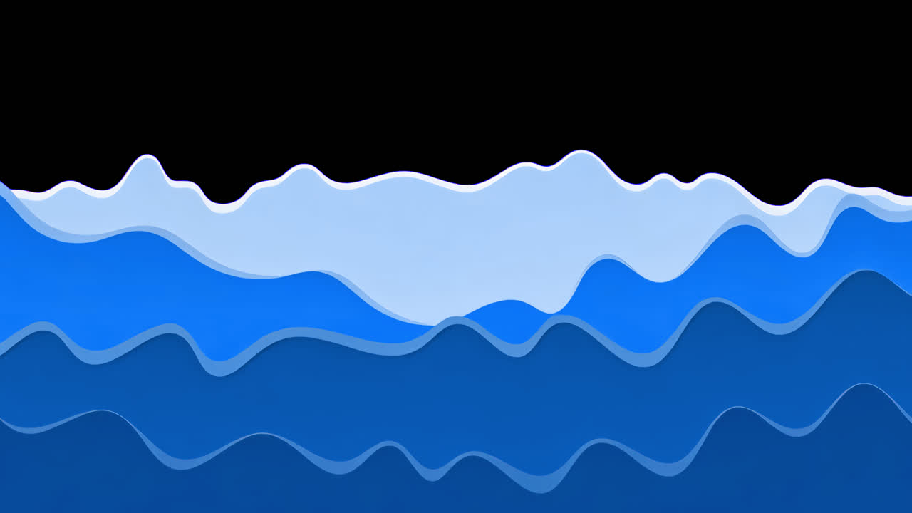 Cute blue waves animated overlay, transparent 4K video, alpha channel, ProRes 4444
