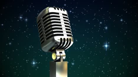 animación de estrellas cayendo sobre el micrófono en un fondo oscuro