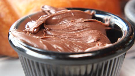 chocolate hazelnut spread in a small bowl
