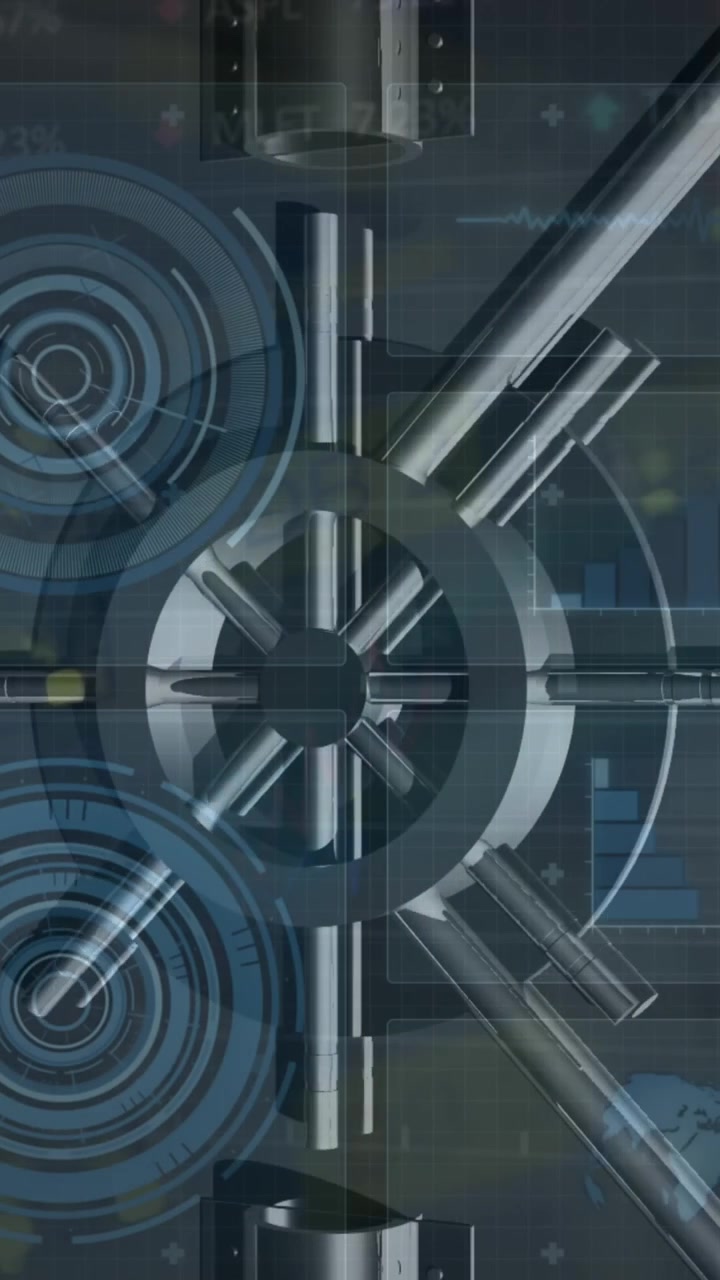 Animazione di elaborazione dati, lucchetto di sicurezza online e circuito stampato
