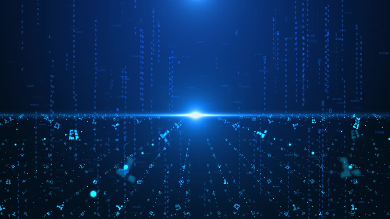 Abstract digital cyber space particles perspective grid floor ground animation flare matrix