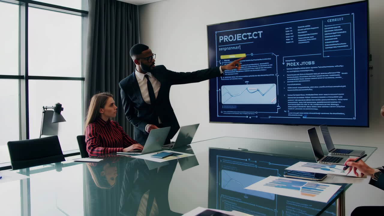 reunión de equipo de negocios y presentación