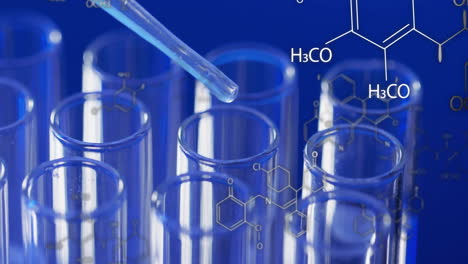 animation of scientific data processing over test tubes in laboratory