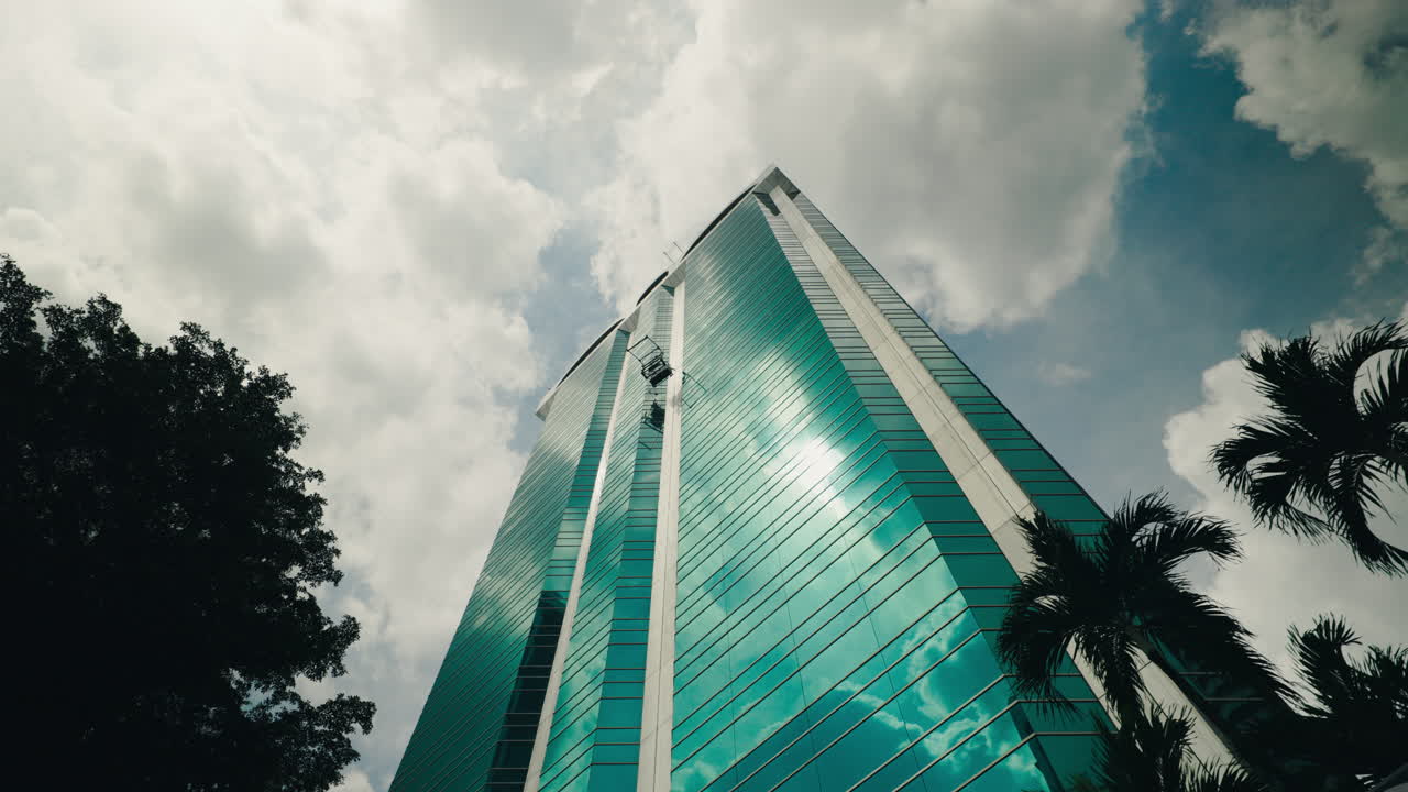 Modern Skyscraper Under Maintenance