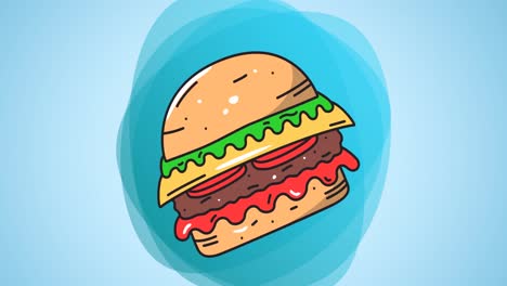 Animation-of-hamburger-icon-moving-on-blue-background