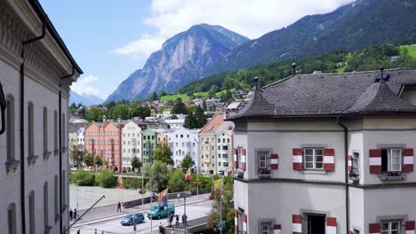 beautiful innsbruck old town mountain view with bridge and river inn