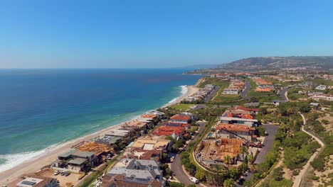 scenic view of beach and accommodations in dana point, california, united states - aerial drone shot