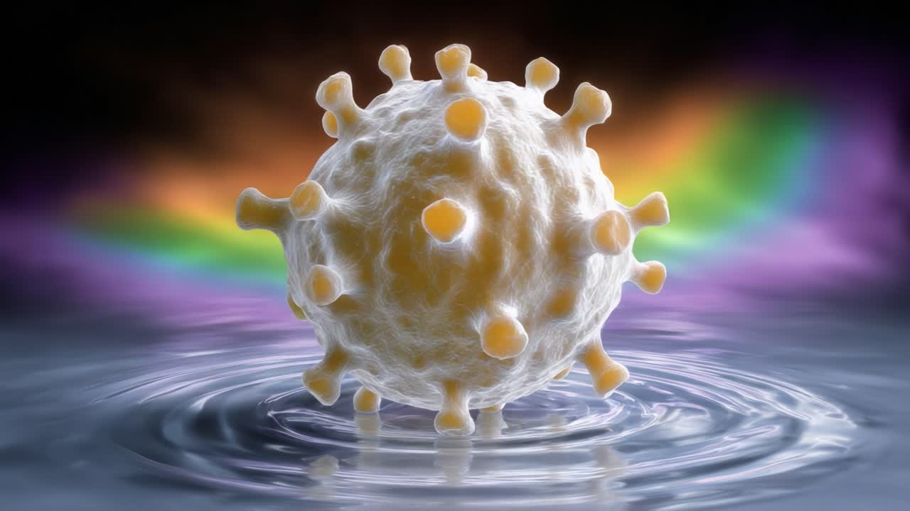 A Visual Representation of a Virus: Exploring the Intricate Structure of a Pathogen in a Captivating Colorful Background