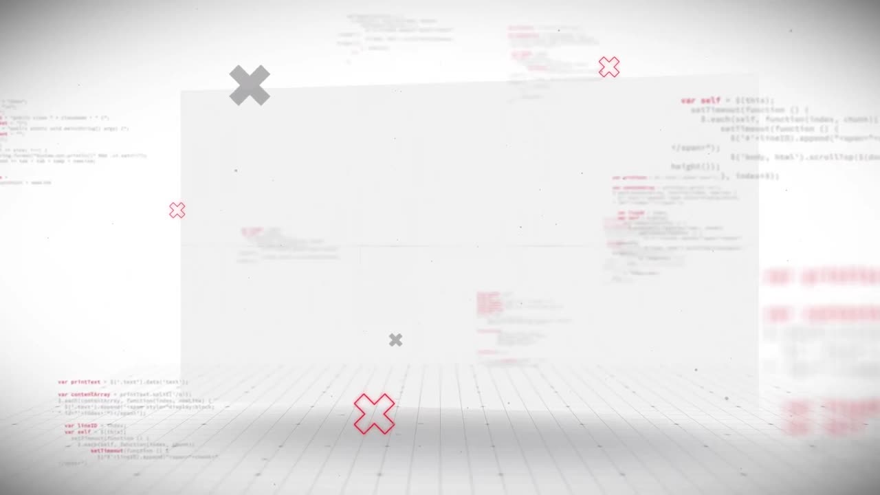 Animation of data processing over screen on white background