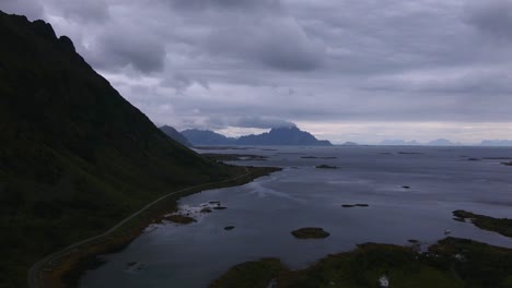 silhouette darkness at justadvatnet stamsund norway aerial