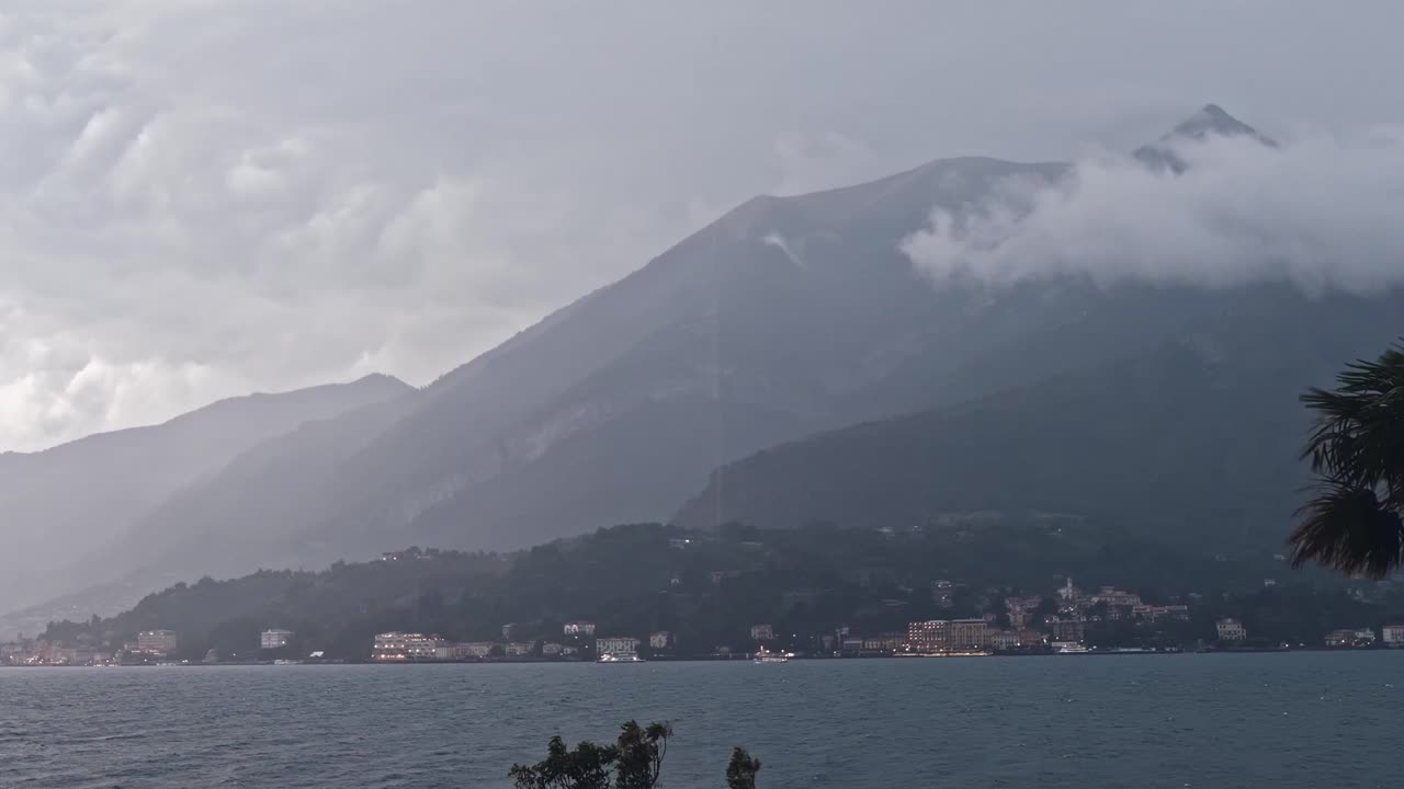 Scenic shot of rainy evening in Bellagio town in Lombardy, Italy