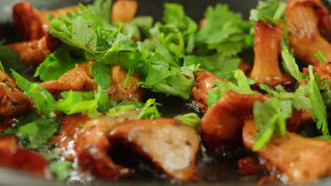 fried chanterelle mushrooms with herbs