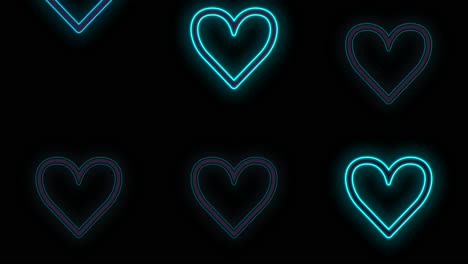 blue hearts pattern with neon light