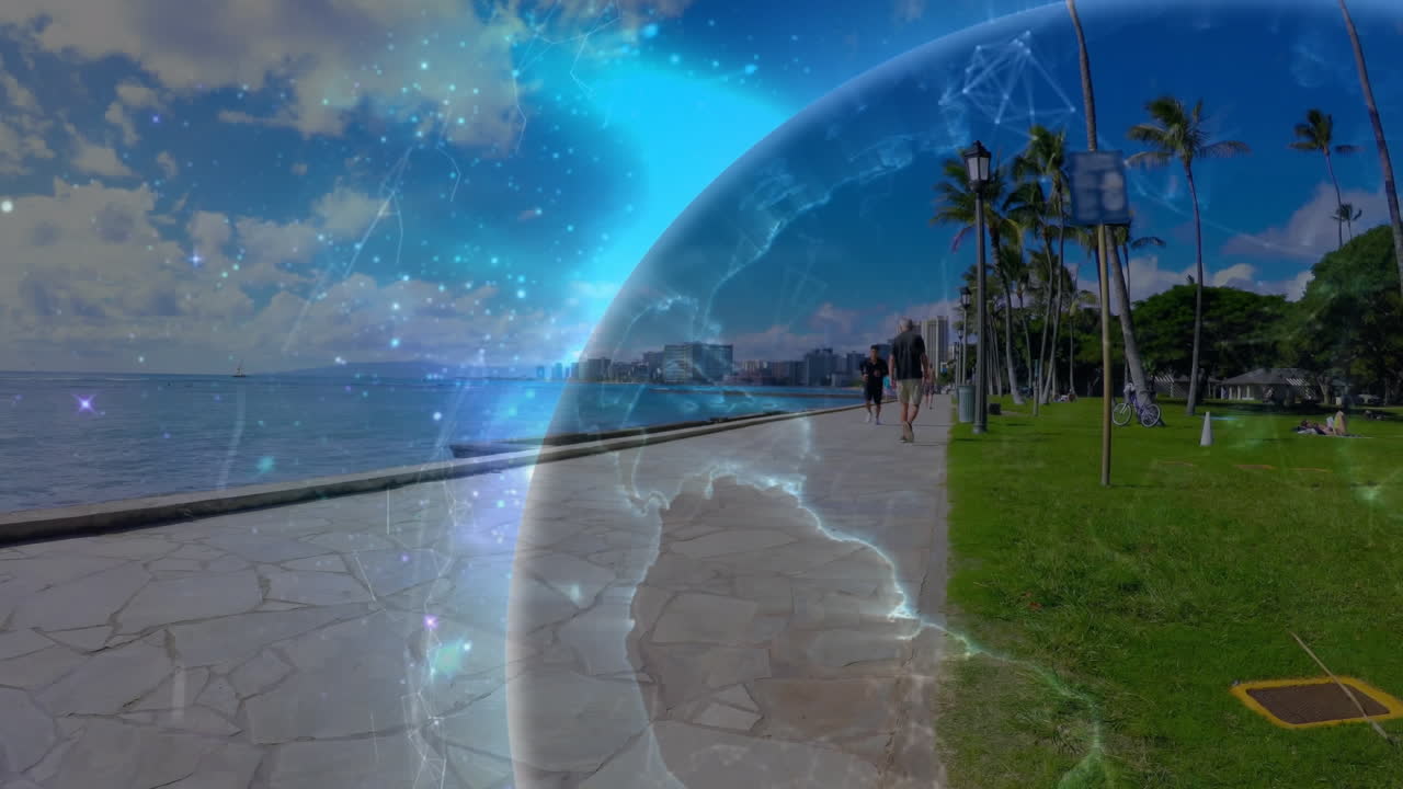 animación de la red de conexiones y procesamiento de datos sobre el hombre corriendo