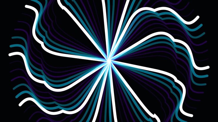 Grafica animata astratta di linee ondulate blu e bianche luminose