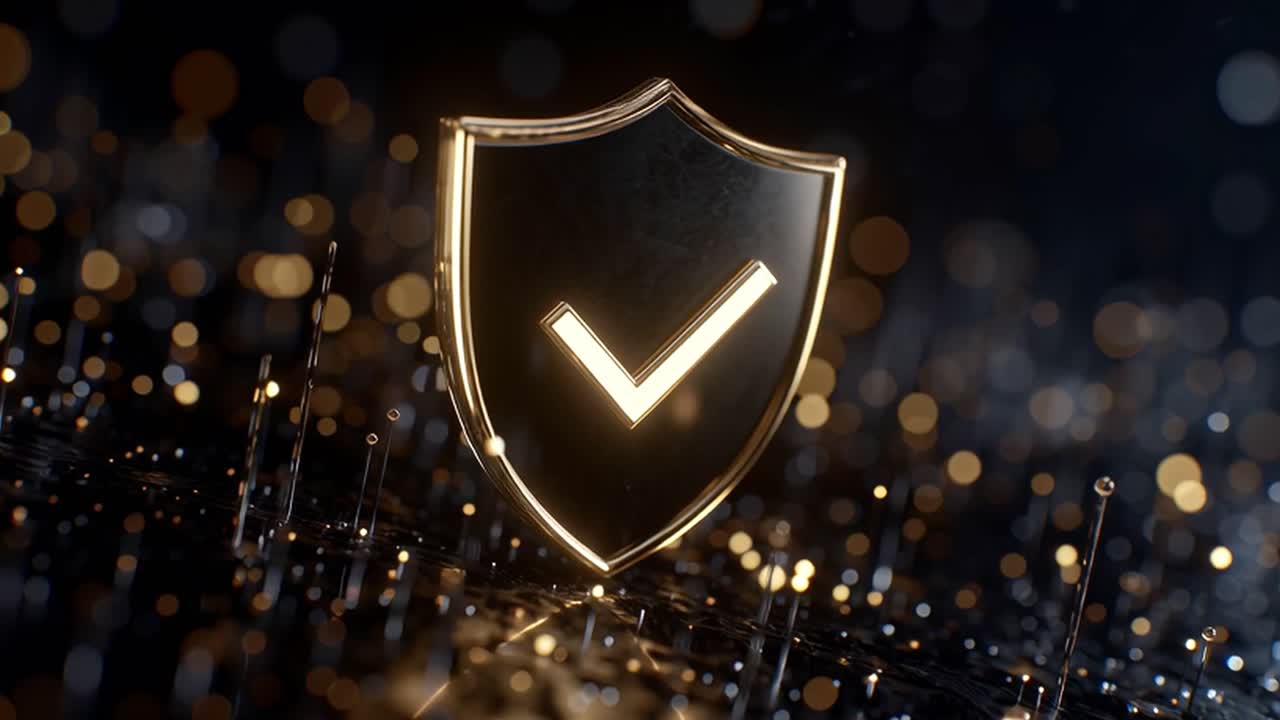 Cybersecurity Shield with Check Mark