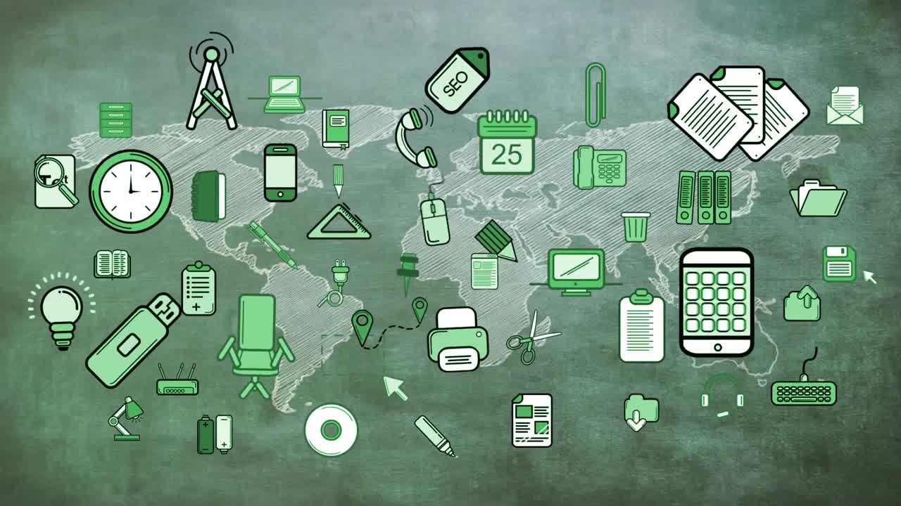 세계 지도 에 비해 비즈니스 아이콘