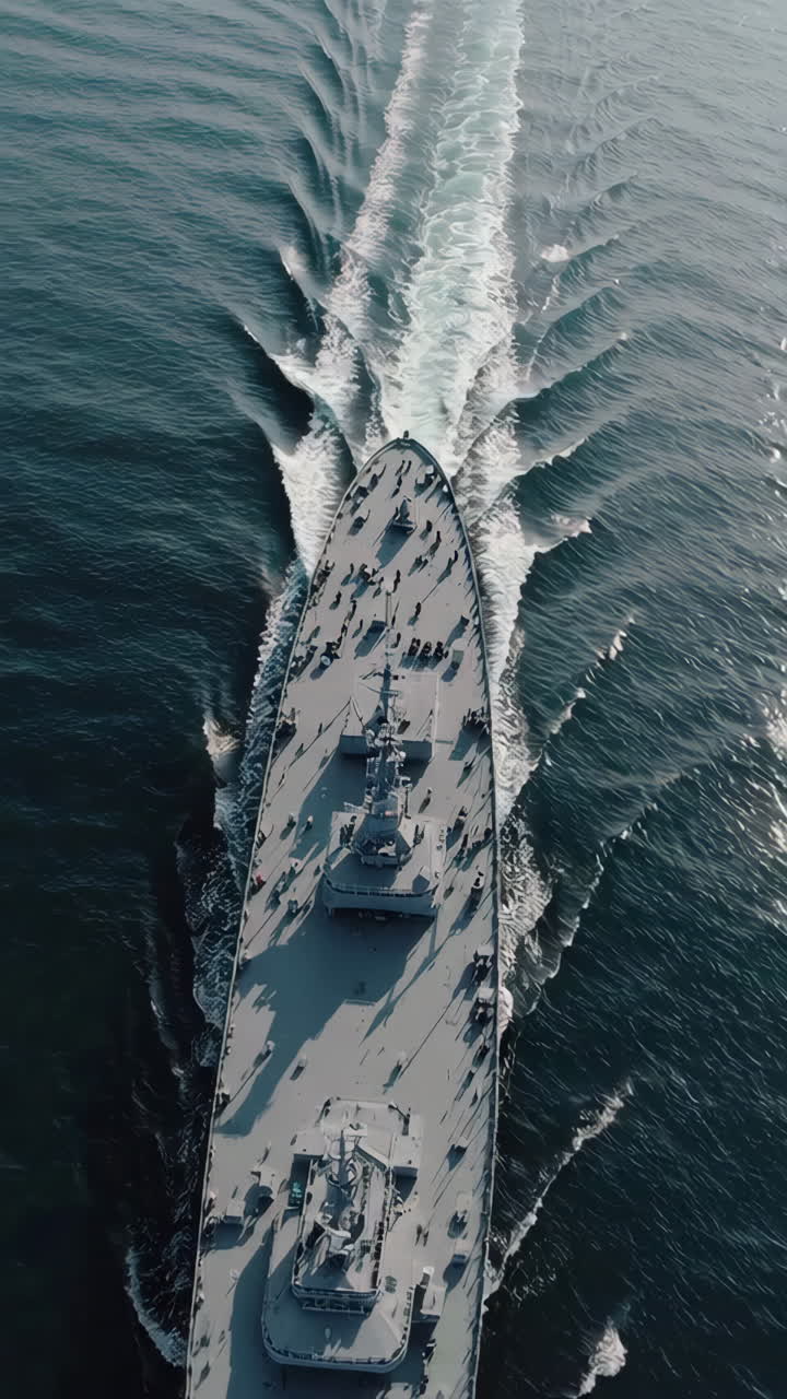 Aerial View of a Military Warship