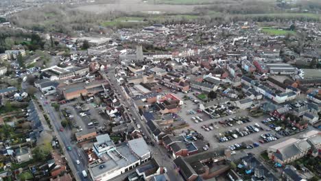 Static-drone-shot-of-Sudbury-in-Suffolk,-UK