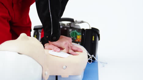 male paramedic during cardiopulmonary resuscitation training