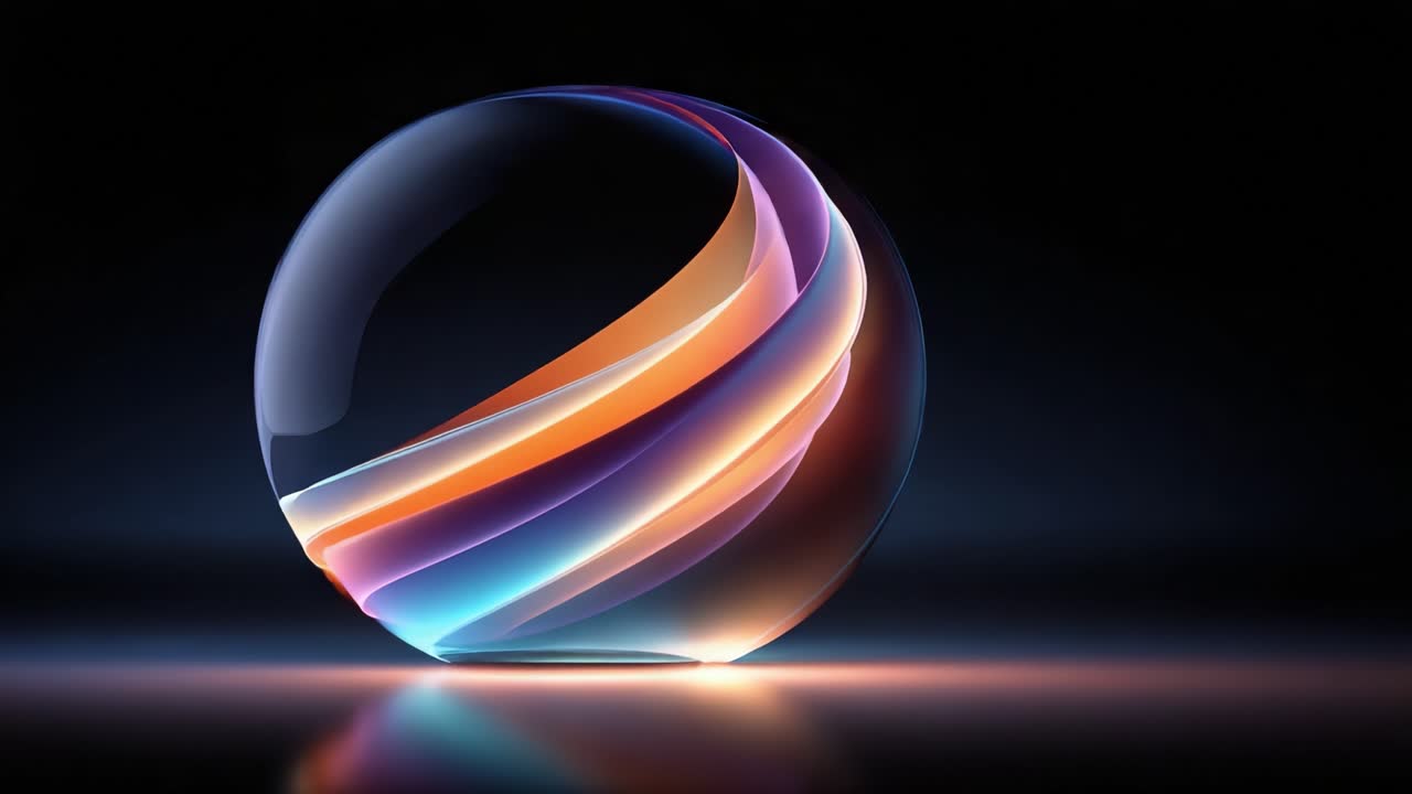 A Stunningly Captivating Abstract Sphere with Mesmerizing Swirls of Color, Displaying Vibrant Light and Fluid Motion on a Dark Background