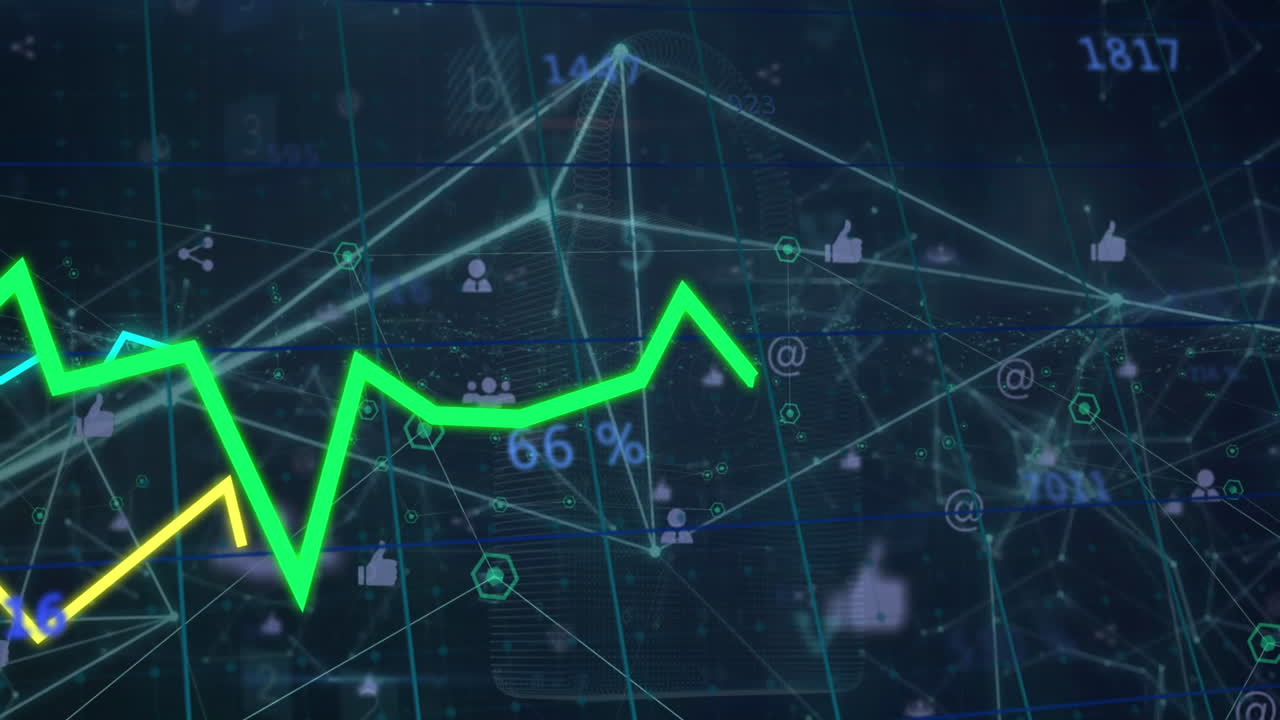 animación de gráficos que se mueven contra el procesamiento de datos de seguridad cibernética y la red de conexiones