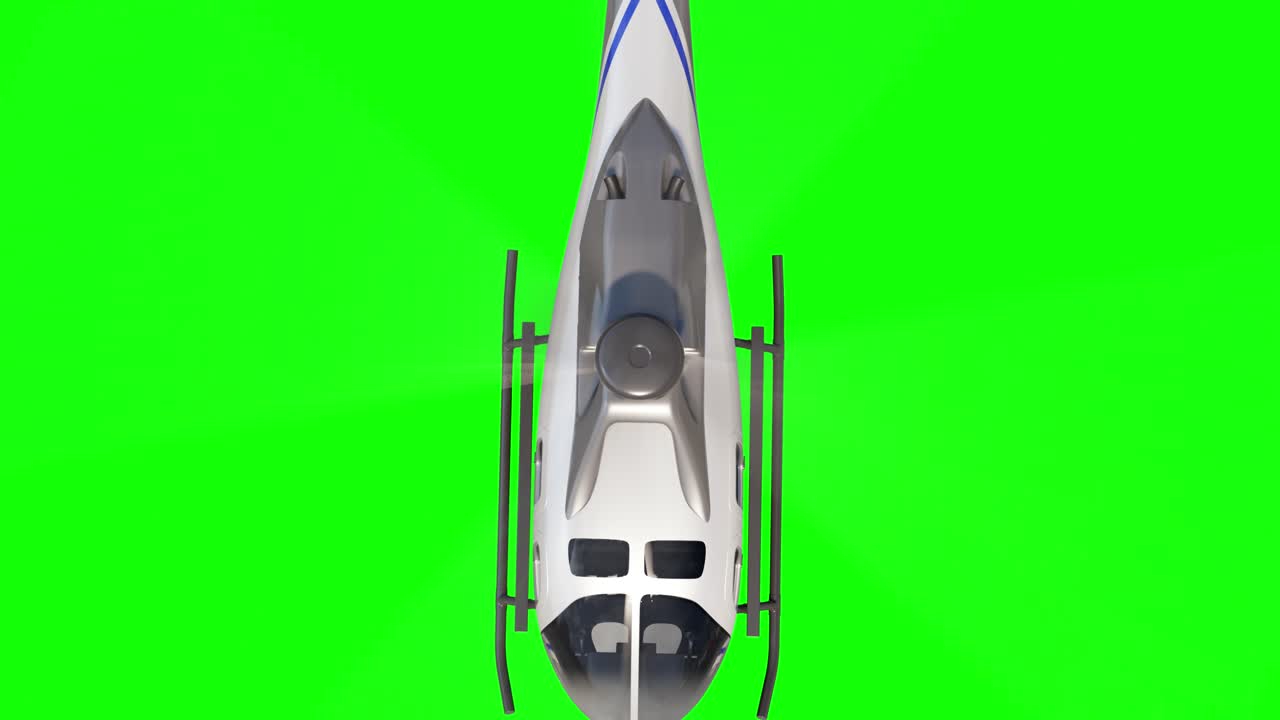 알파 매트가 있는 녹색 화면의 위쪽 보기에서 헬리콥터