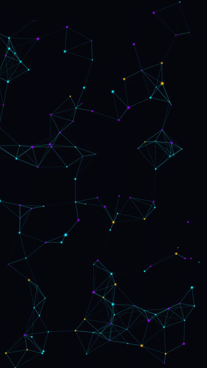 Abstract Digital Network Connecting Glowing Nodes on Dark Background
