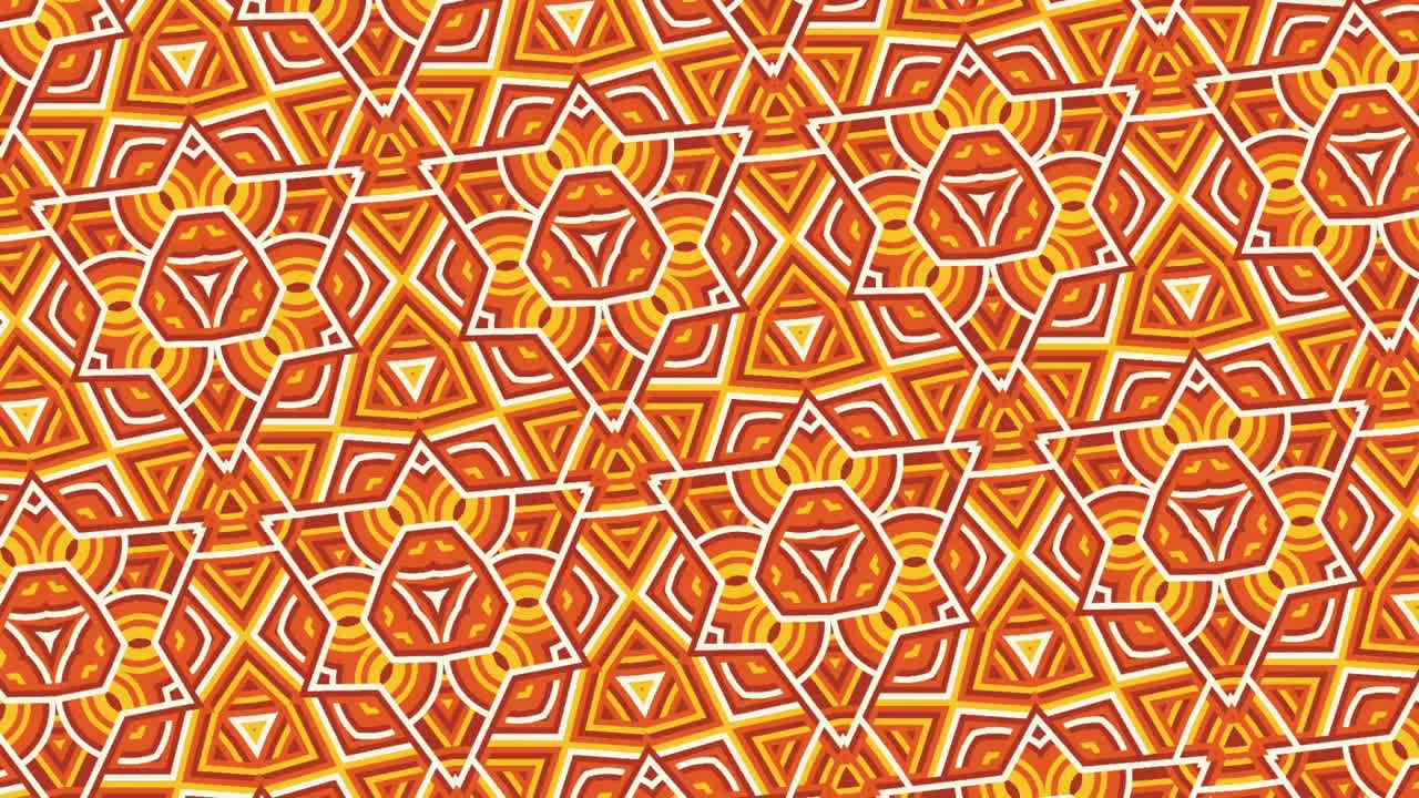 hexagramas naranjas y amarillos brillantes girando - animación