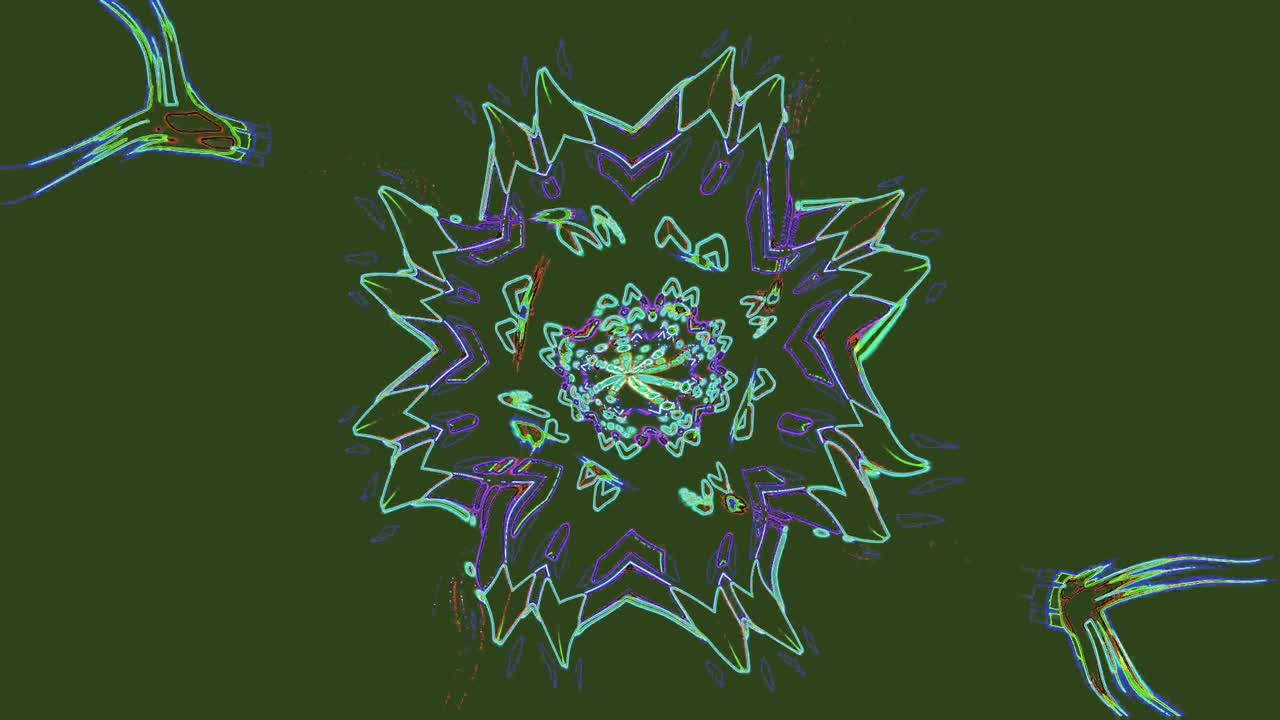 A vibrant and energetic loop features a tunnel of swirling colors and patterns. The seamless motion captivates viewers and enhances any digital display or screensaver experience