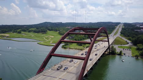 aerial view of pennybacker bridge