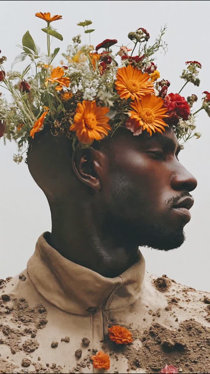 Homme avec couronne de fleurs